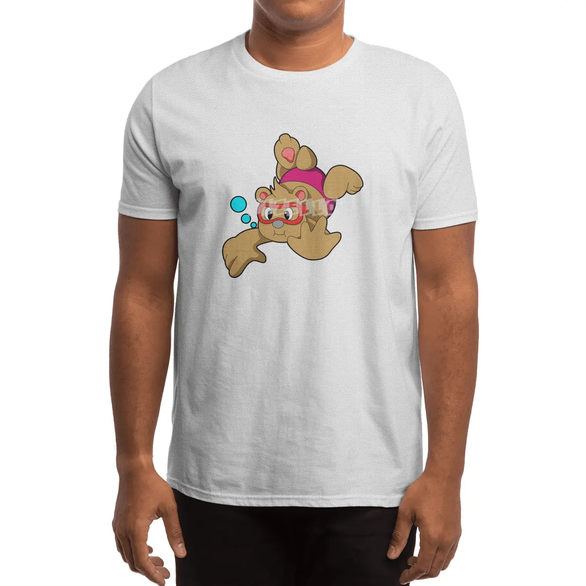 Bear at Swimming with Swimming goggles Spor T-Shirt