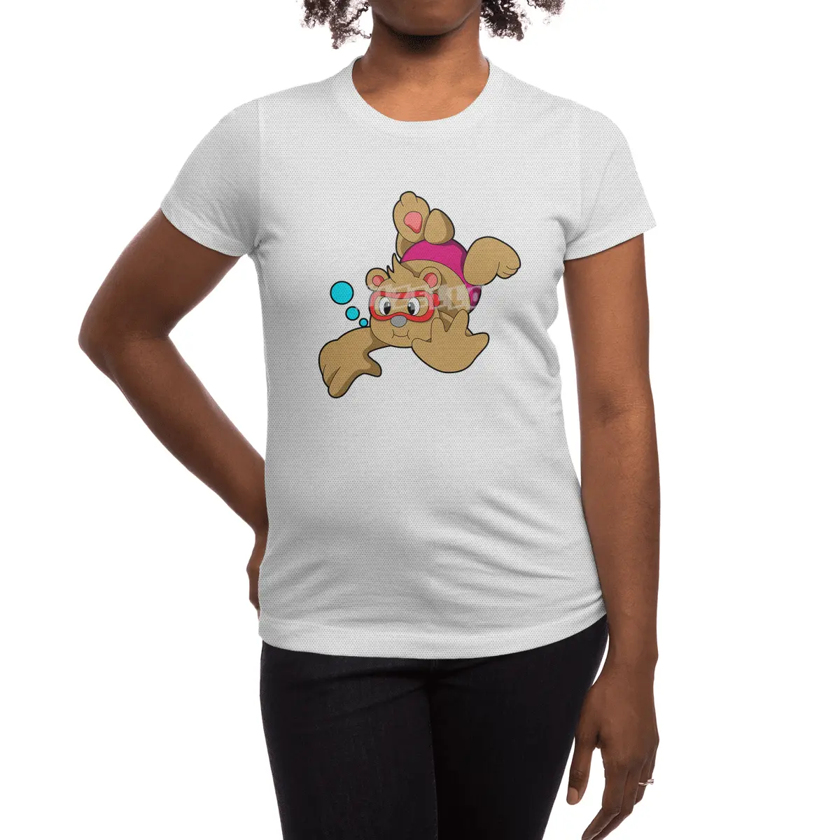 Bear at Swimming with Swimming goggles Spor T-Shirt