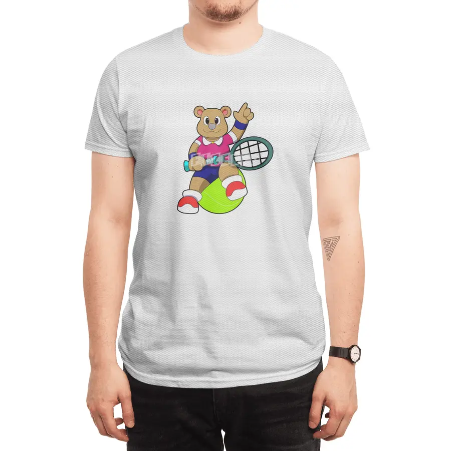 Bear at Tennis with Tennis racket & Tennis ball Spor T-Shirt