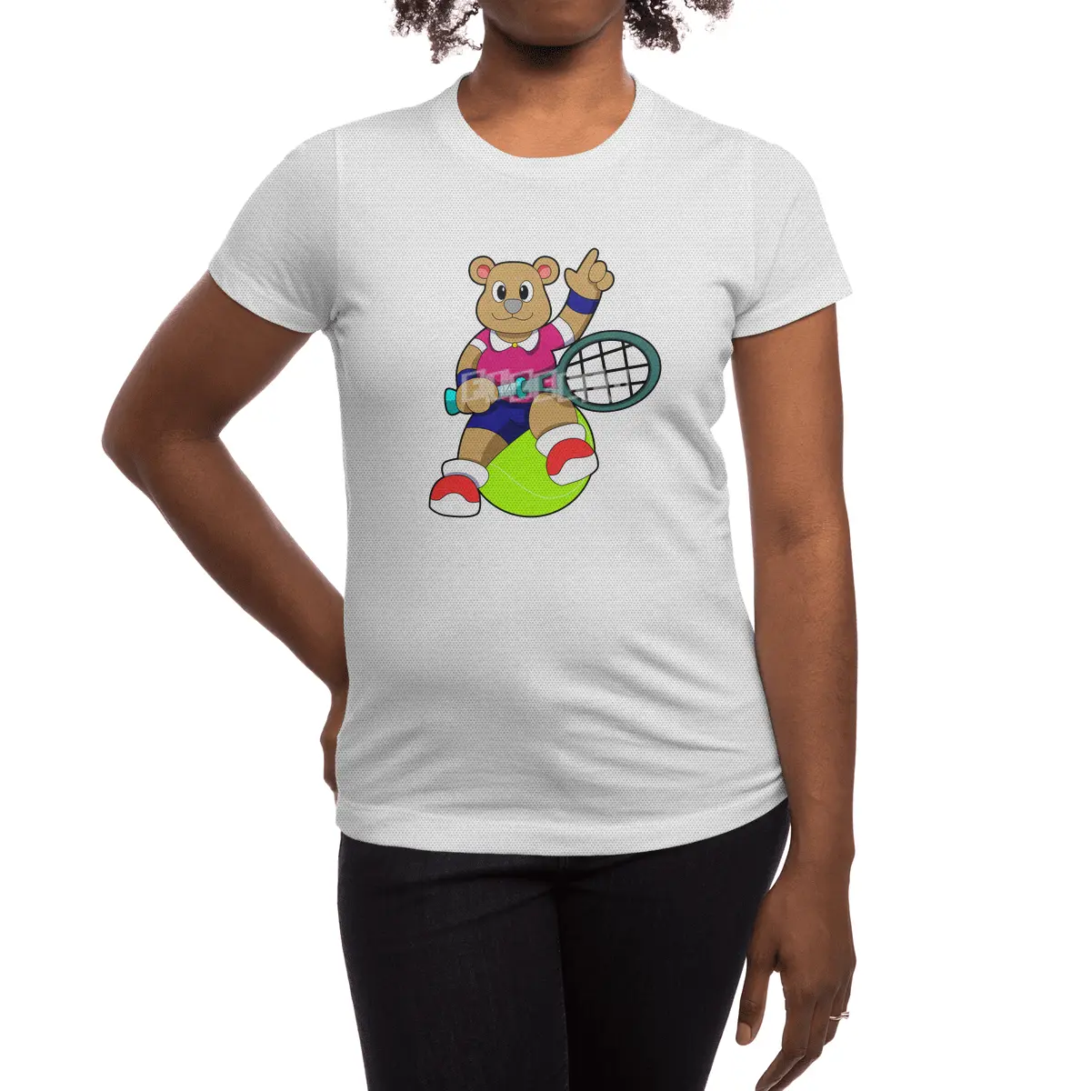 Bear at Tennis with Tennis racket & Tennis ball Spor T-Shirt