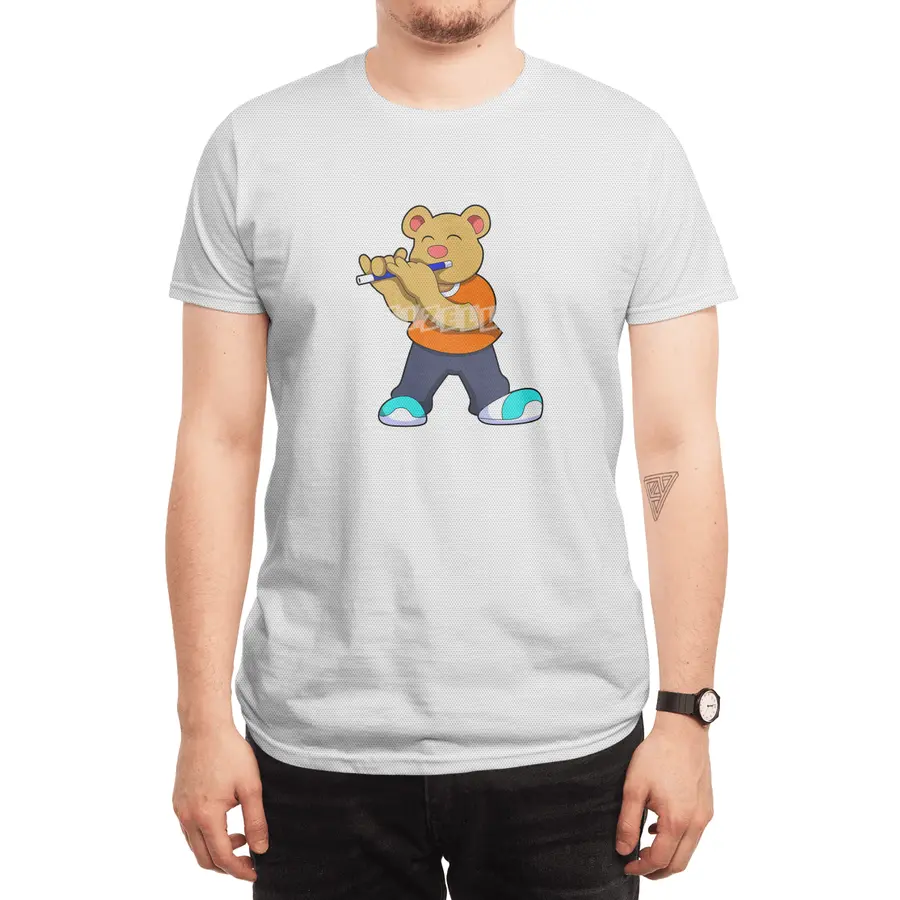 Bear Music Flute Spor T-Shirt