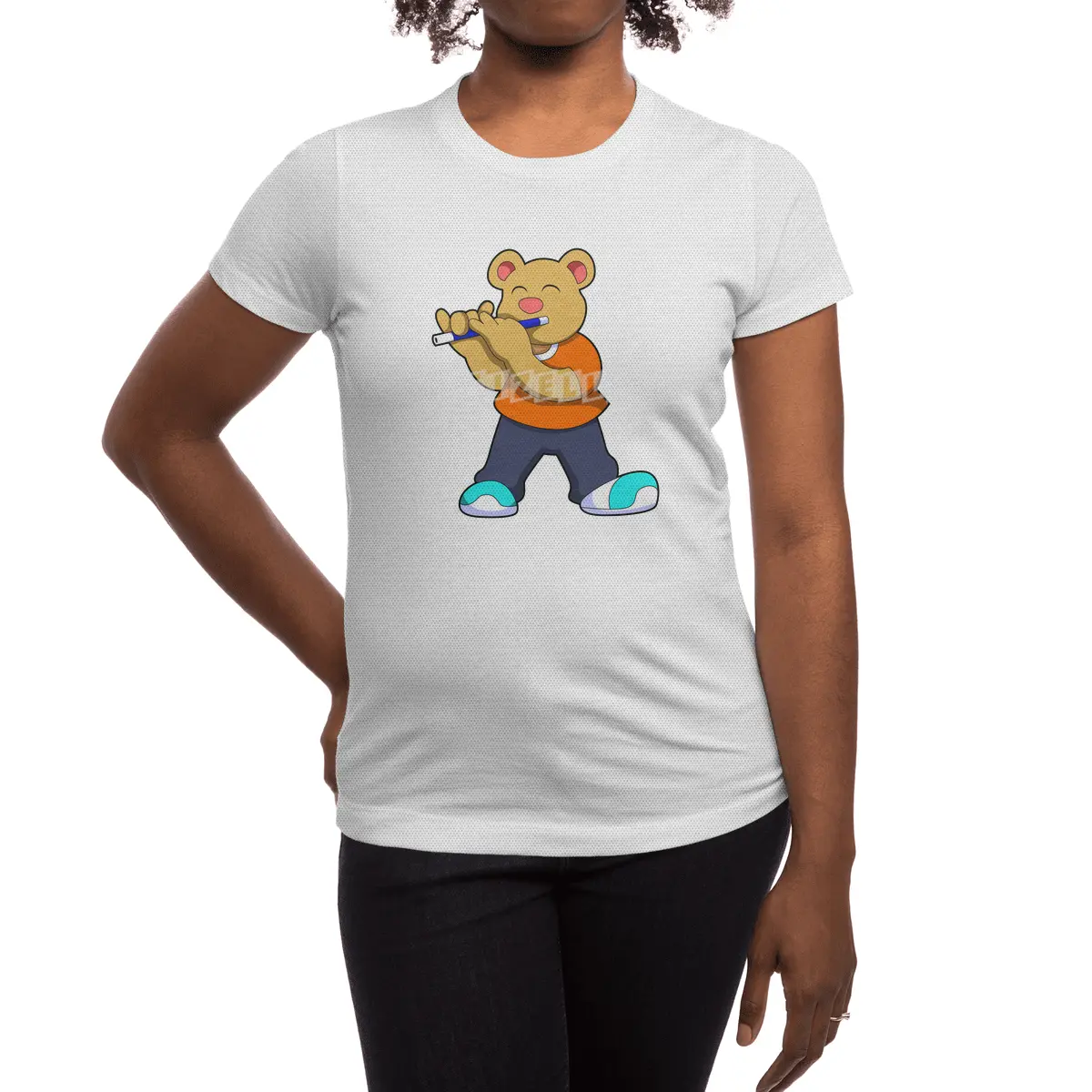 Bear Music Flute Spor T-Shirt