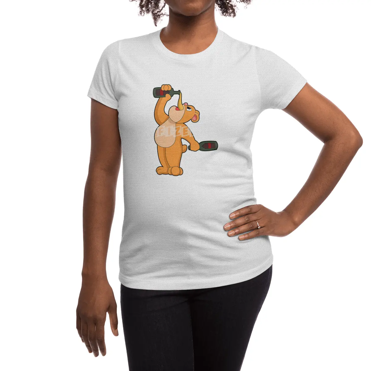 Bear with Bottle of Beer Spor T-Shirt