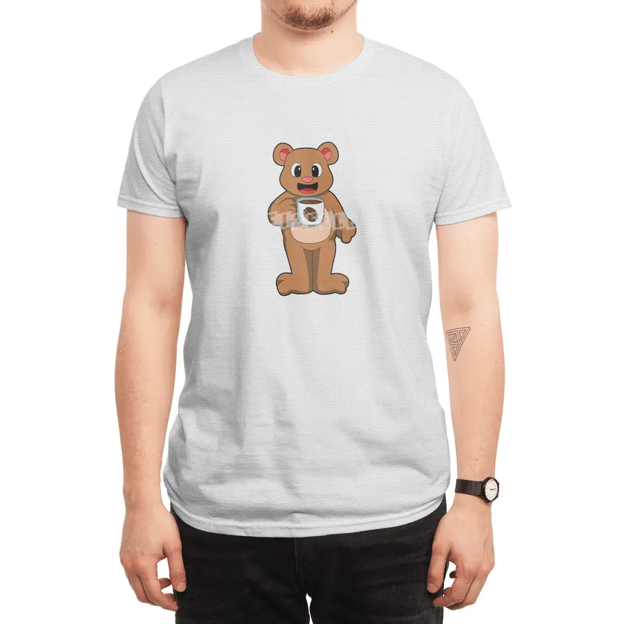 Bear with Cup of Coffee Spor T-Shirt