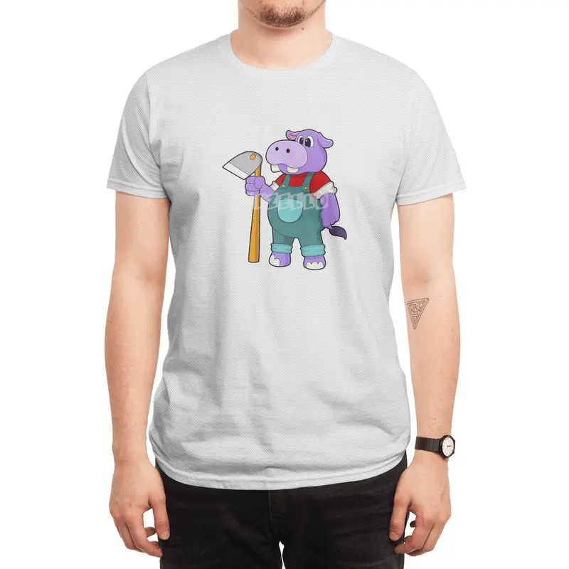 Hippo as Farmer with Garden hoe Spor T-Shirt