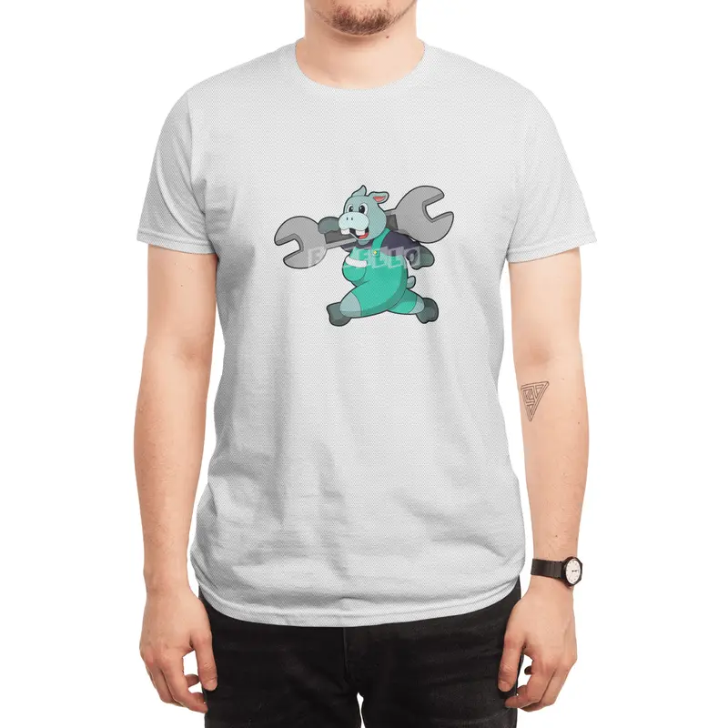 Hippo as Mechanic with Wrench Spor T-Shirt