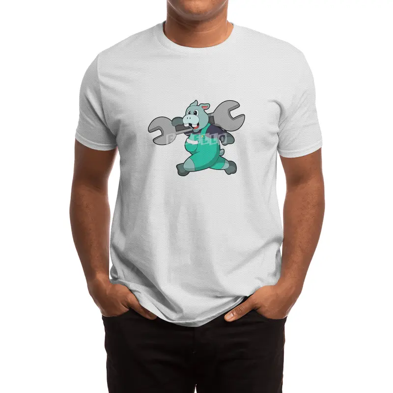 Hippo as Mechanic with Wrench Spor T-Shirt