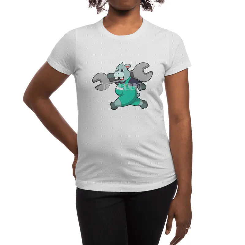 Hippo as Mechanic with Wrench Spor T-Shirt