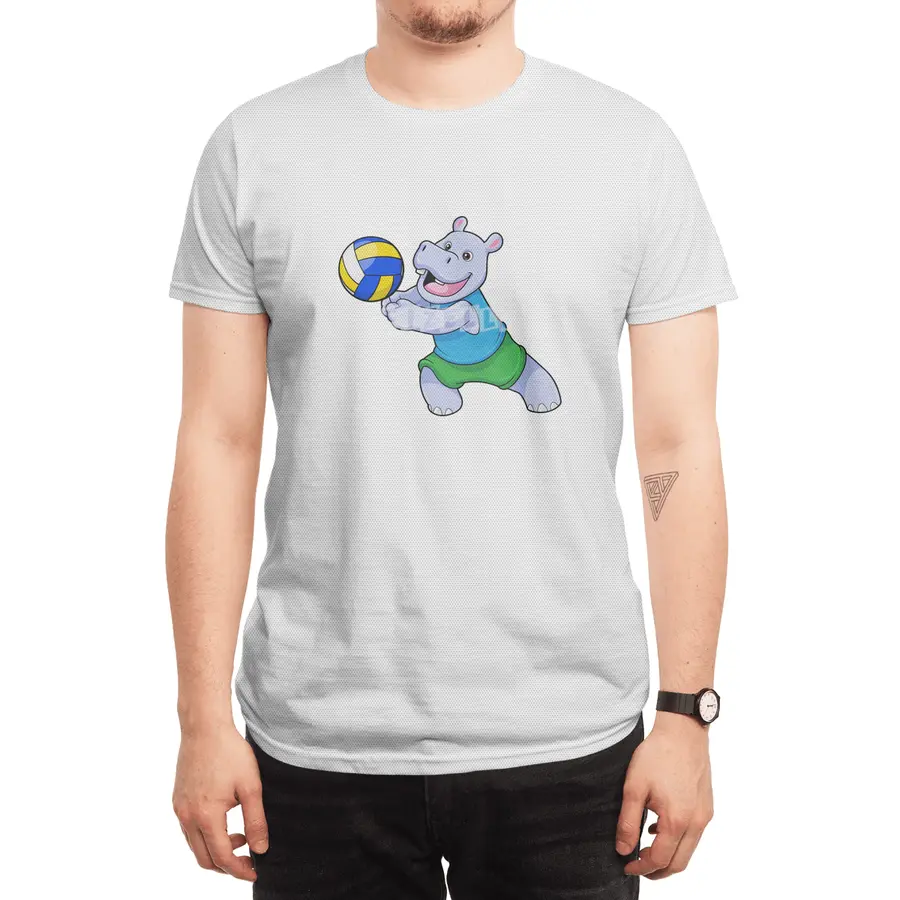 Hippo as Volleyball player with Volleyball Spor T-Shirt