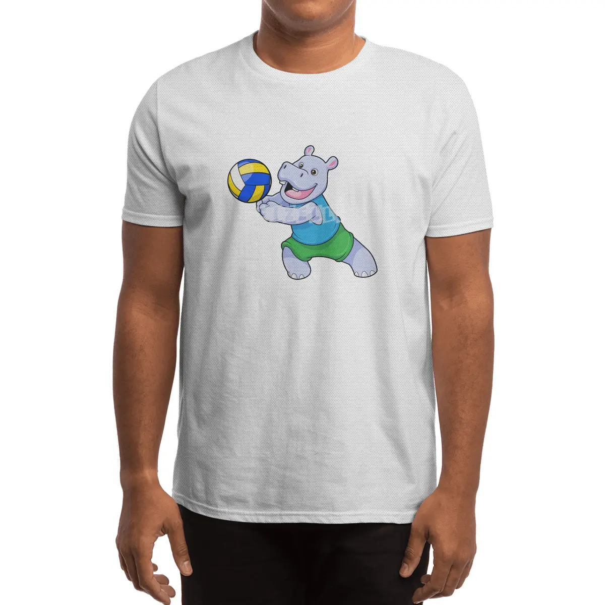 Hippo as Volleyball player with Volleyball Spor T-Shirt
