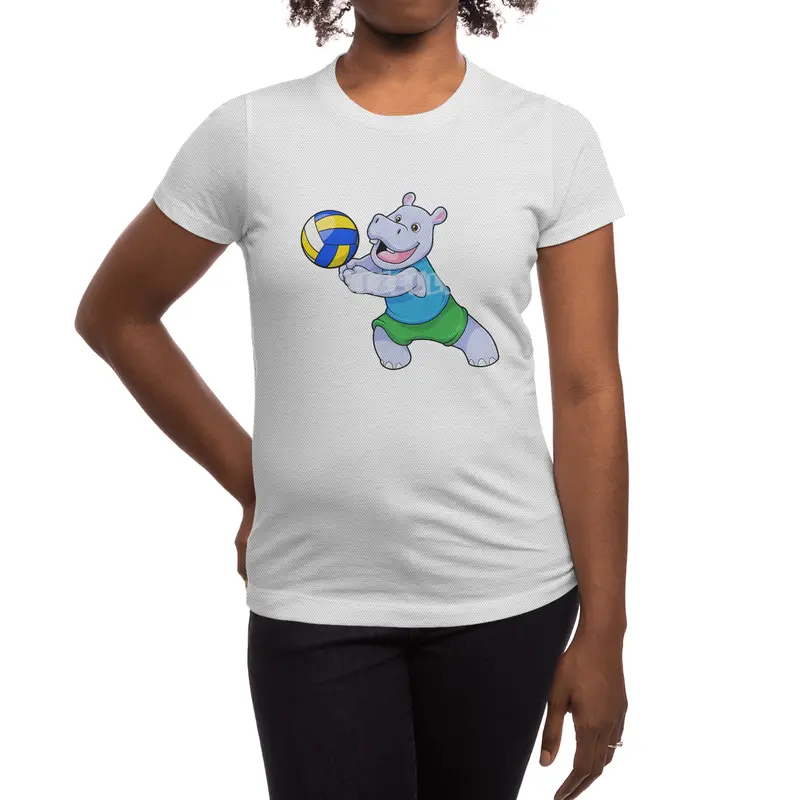 Hippo as Volleyball player with Volleyball Spor T-Shirt