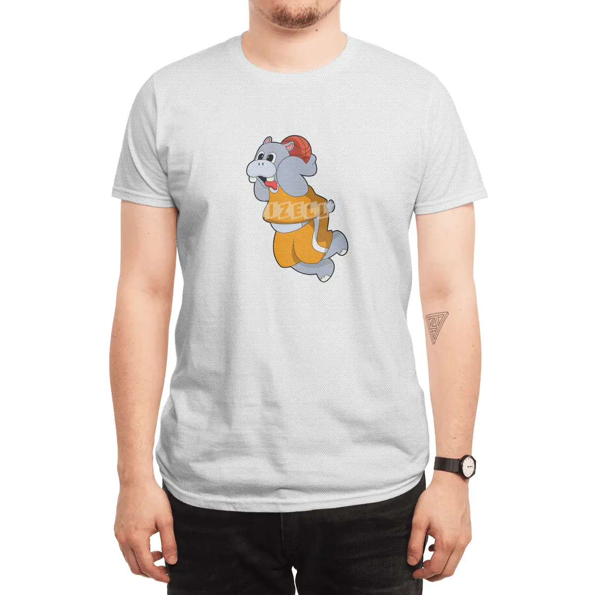 Hippo at Basketball Sports Spor T-Shirt