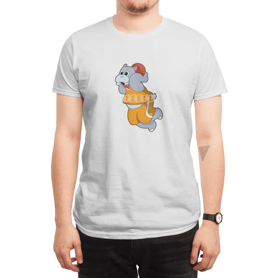 Hippo at Basketball Sports Spor T-Shirt