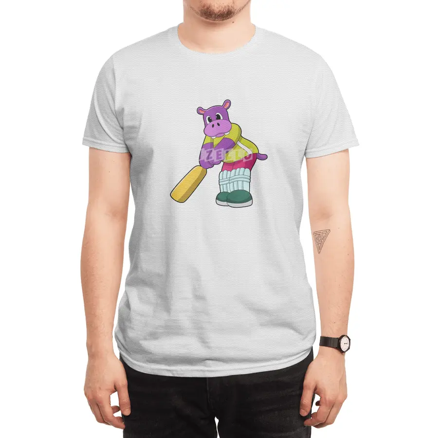 Hippo at Cricket with Cricket bat Spor T-Shirt
