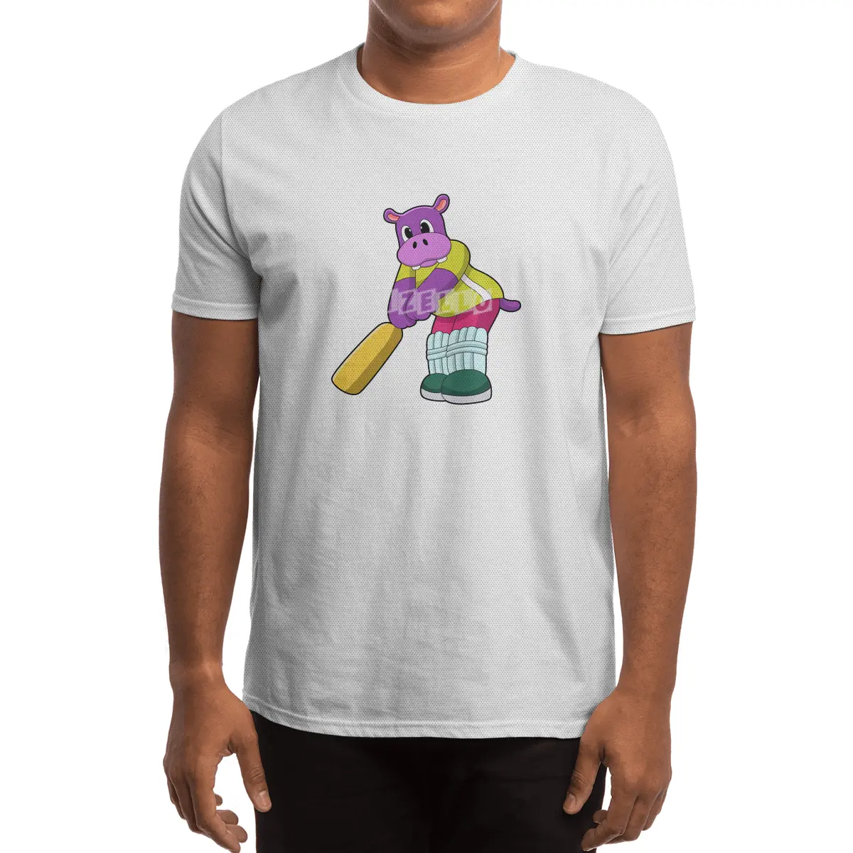 Hippo at Cricket with Cricket bat Spor T-Shirt