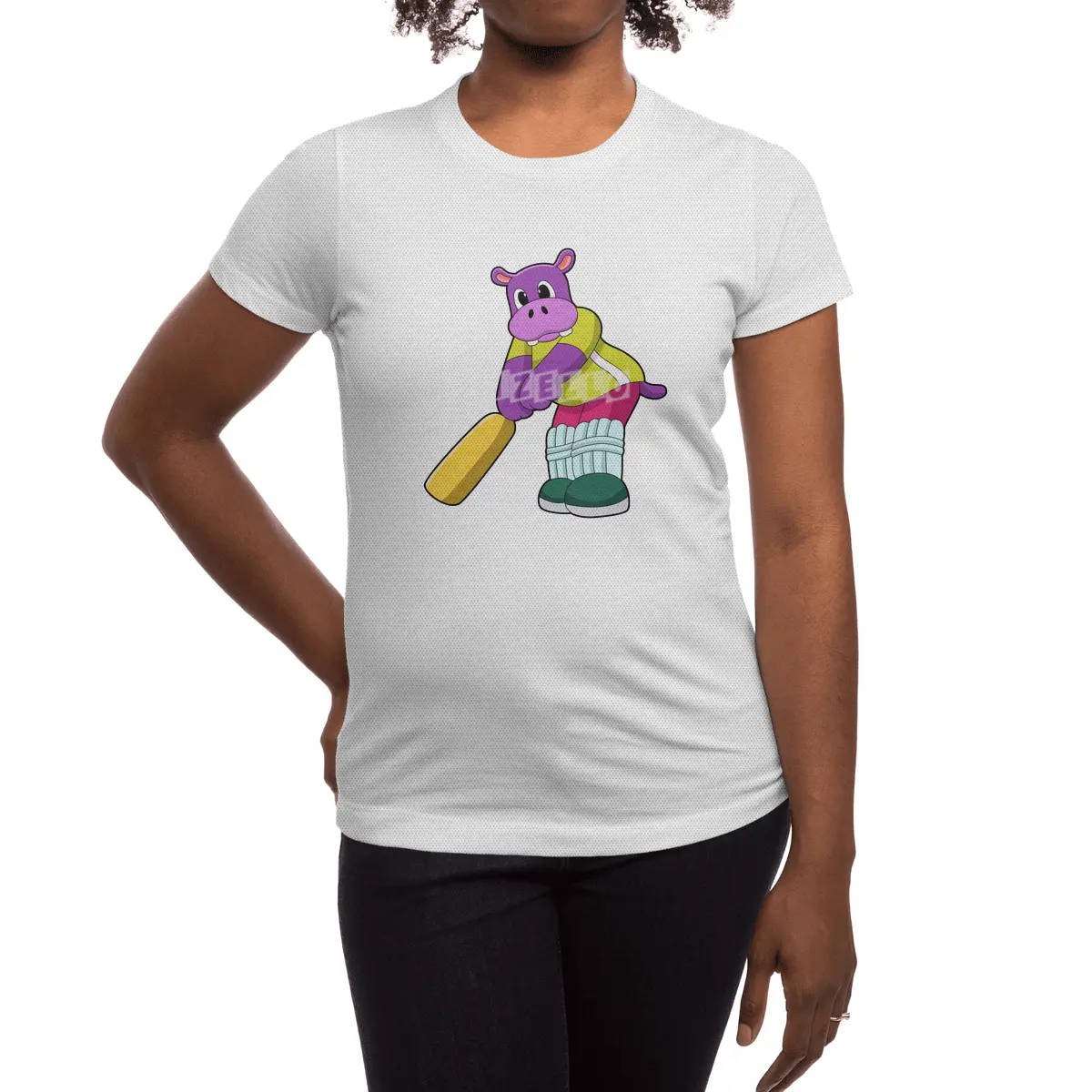Hippo at Cricket with Cricket bat Spor T-Shirt