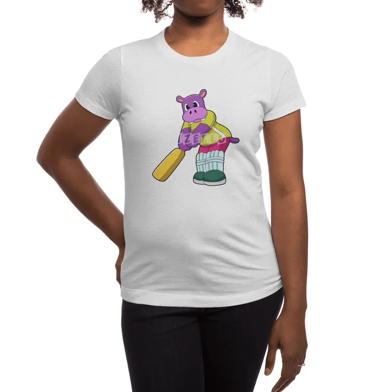 Hippo at Cricket with Cricket bat Spor T-Shirt