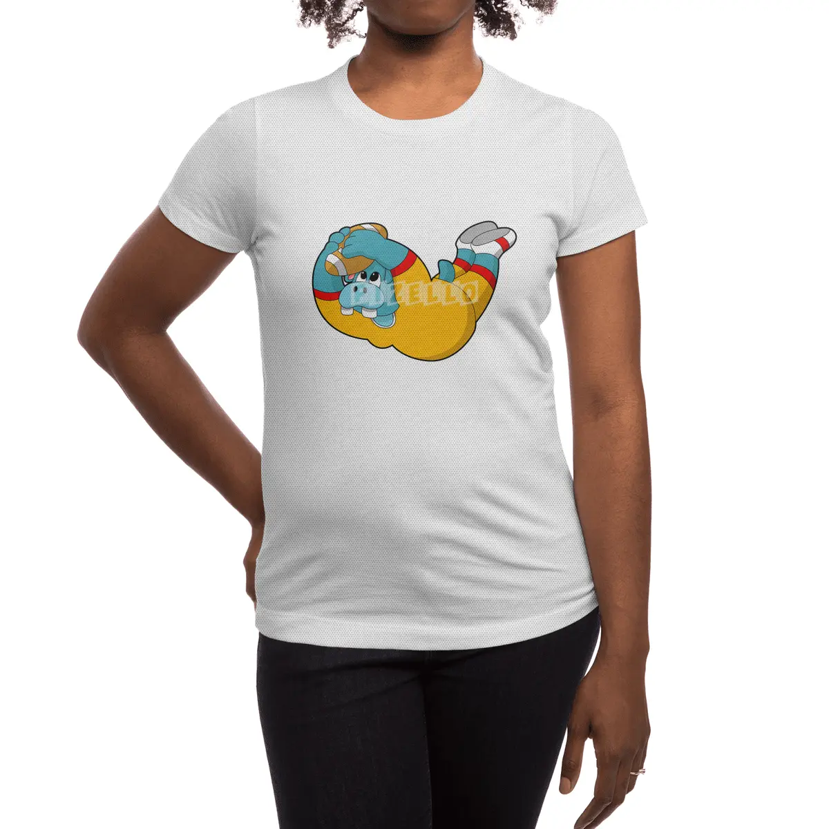 Hippo at Football Sports Spor T-Shirt