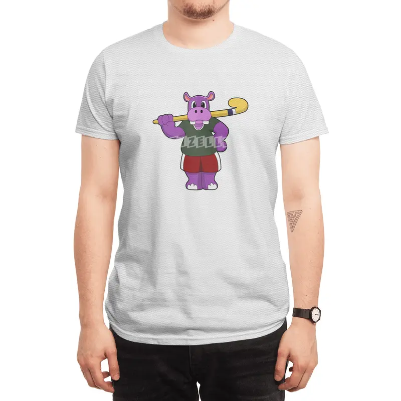 Hippo at Hockey with Hockey bat Spor T-Shirt