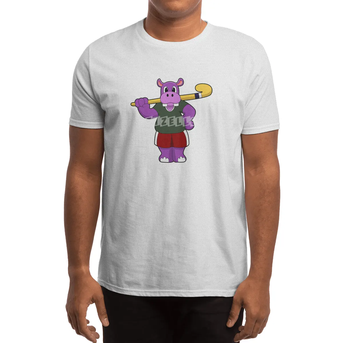 Hippo at Hockey with Hockey bat Spor T-Shirt