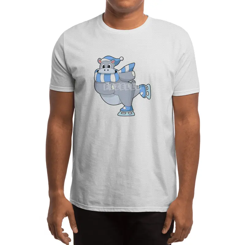 Hippo at Ice skating with Ice skates Spor T-Shirt