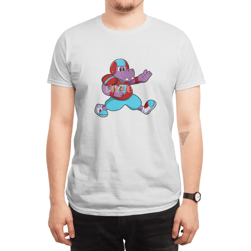 Hippo at Sports with Football & Helmet Spor T-Shirt