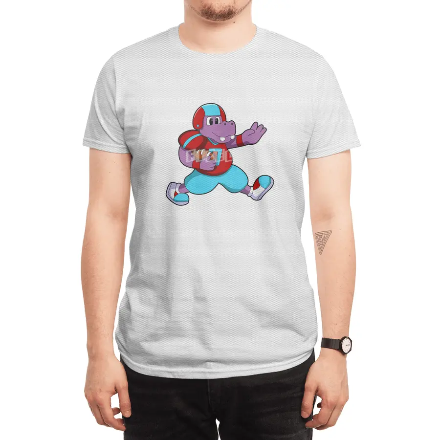 Hippo at Sports with Football & Helmet Spor T-Shirt