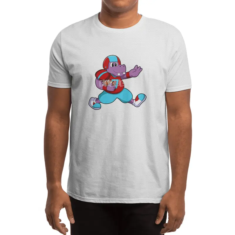 Hippo at Sports with Football & Helmet Spor T-Shirt