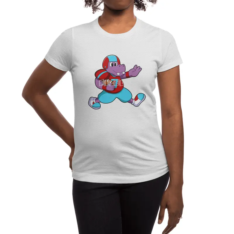 Hippo at Sports with Football & Helmet Spor T-Shirt