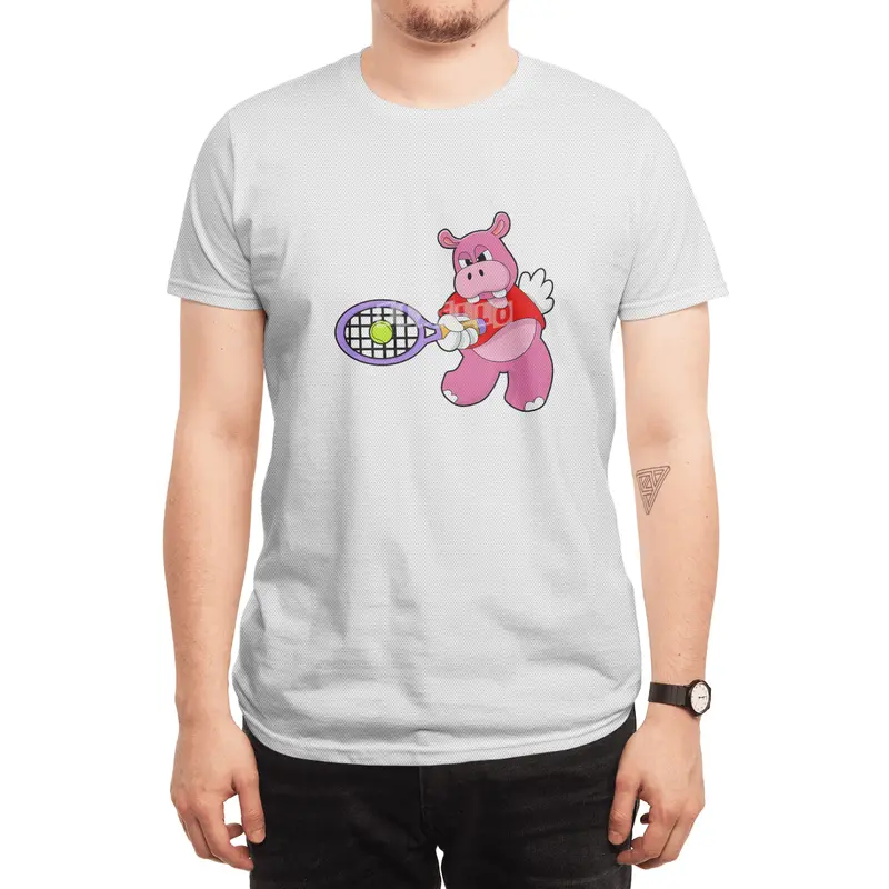 Hippo at Tennis with Tennis racket Spor T-Shirt
