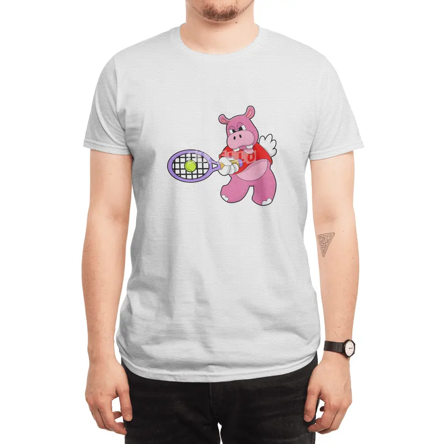 Hippo at Tennis with Tennis racket Spor T-Shirt