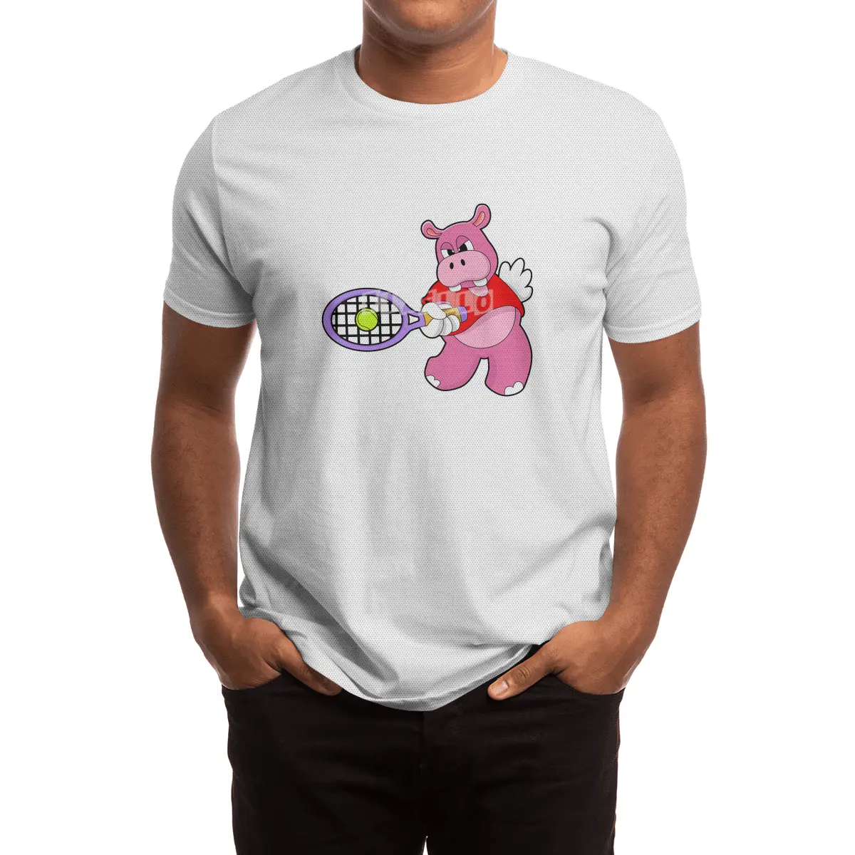 Hippo at Tennis with Tennis racket Spor T-Shirt