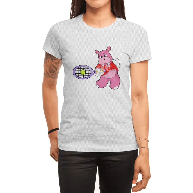Hippo at Tennis with Tennis racket Spor T-Shirt