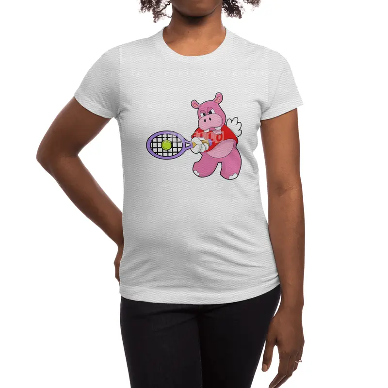 Hippo at Tennis with Tennis racket Spor T-Shirt
