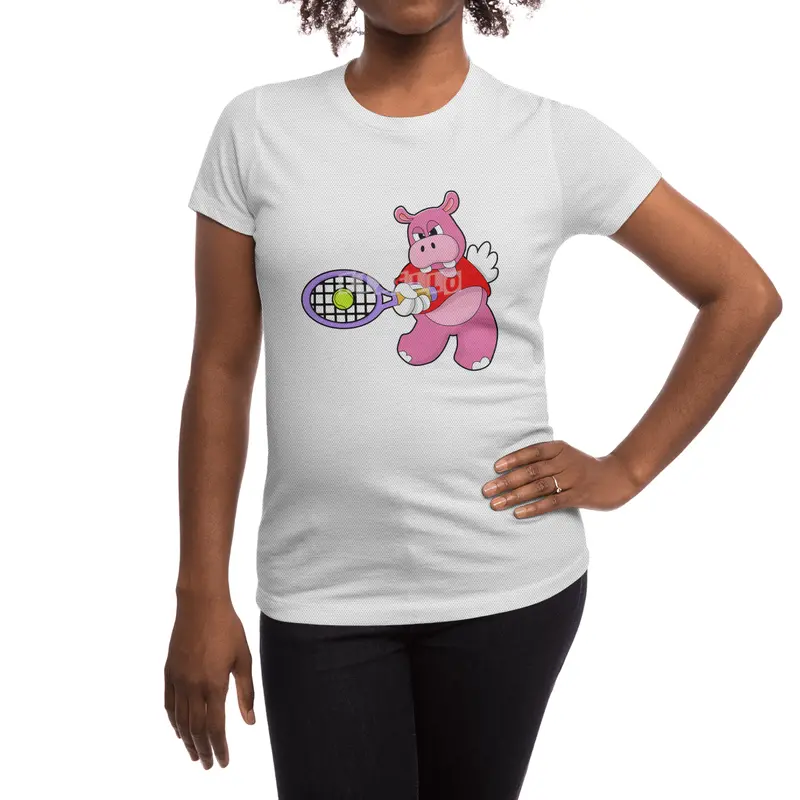 Hippo at Tennis with Tennis racket Spor T-Shirt