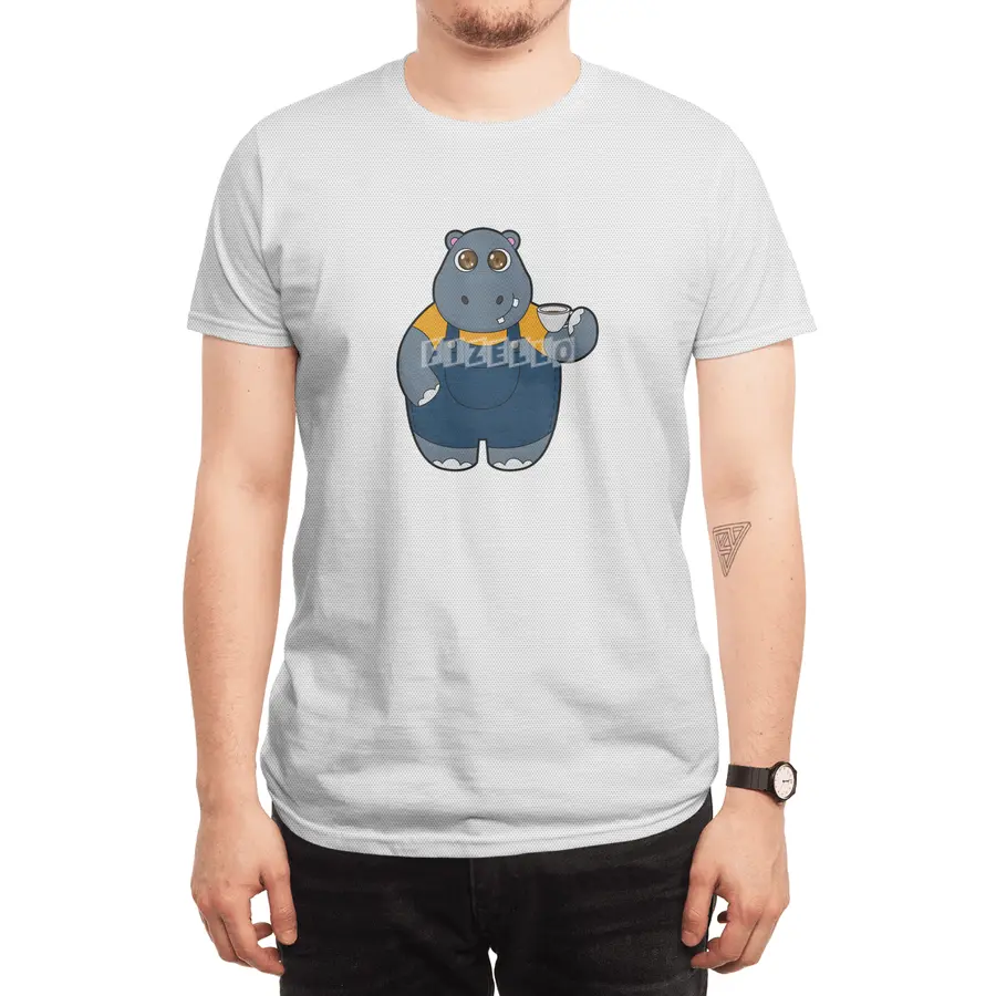 Hippo with Cup of Coffee Spor T-Shirt