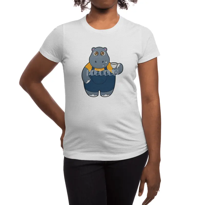 Hippo with Cup of Coffee Spor T-Shirt