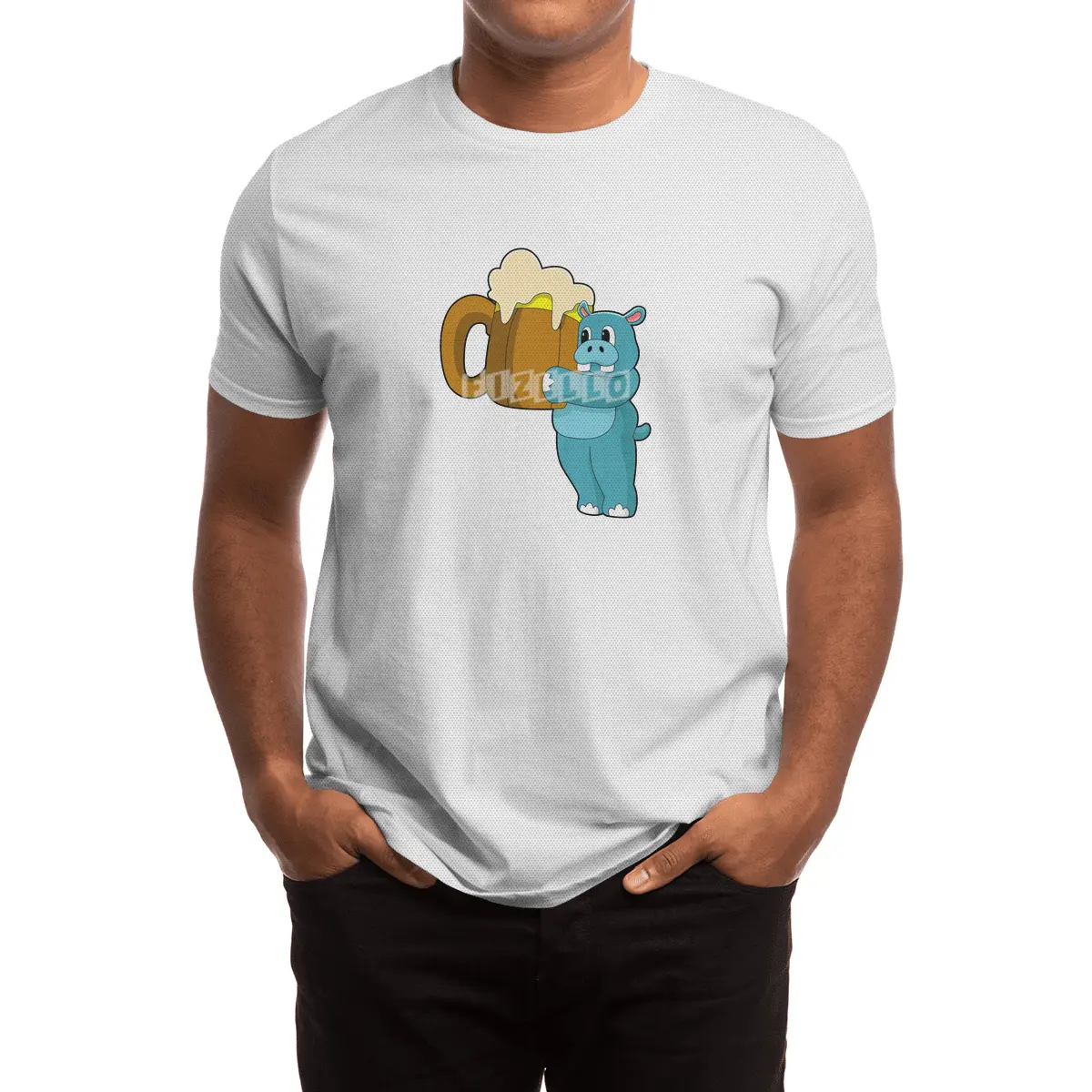 Hippo with Mug of Beer Spor T-Shirt