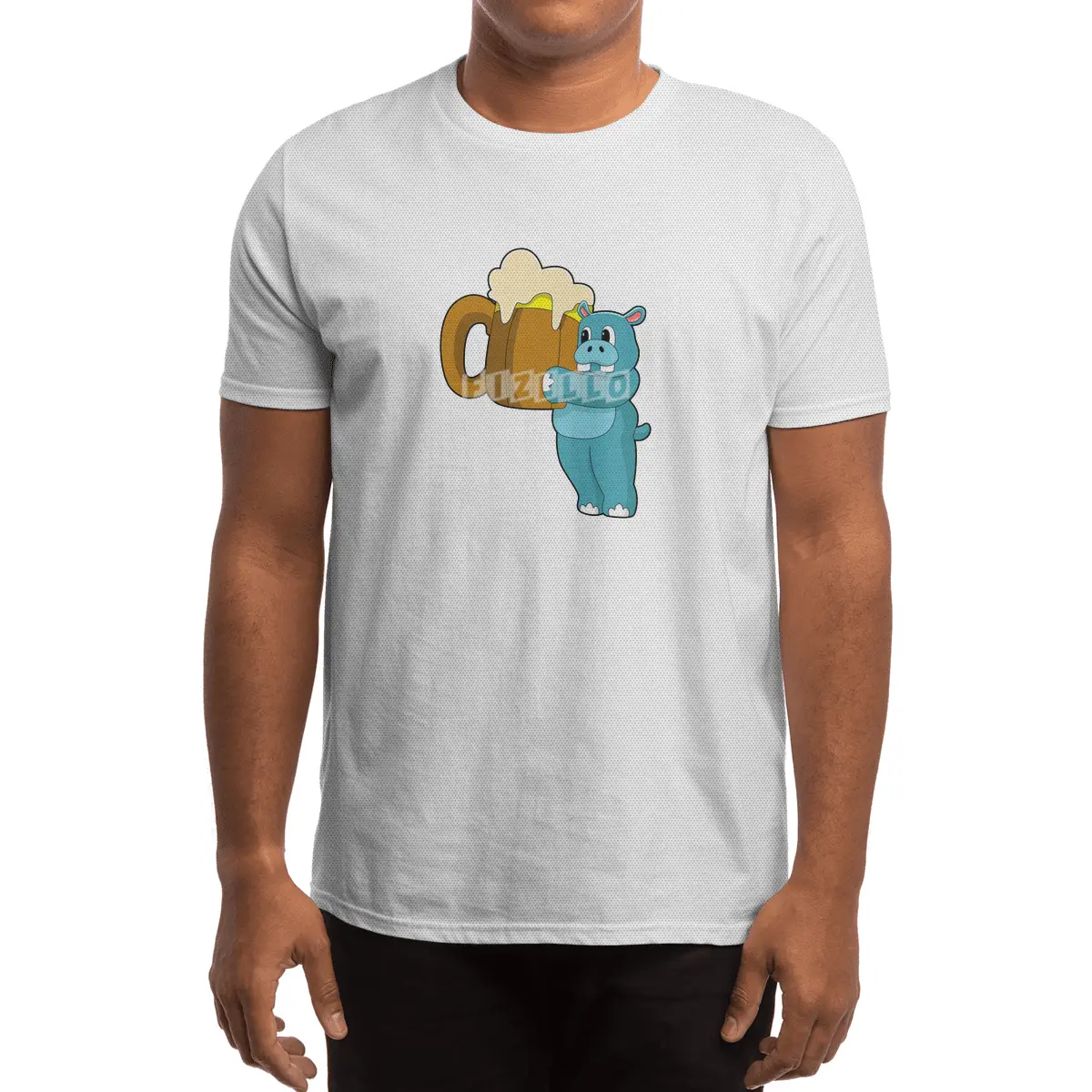 Hippo with Mug of Beer Spor T-Shirt