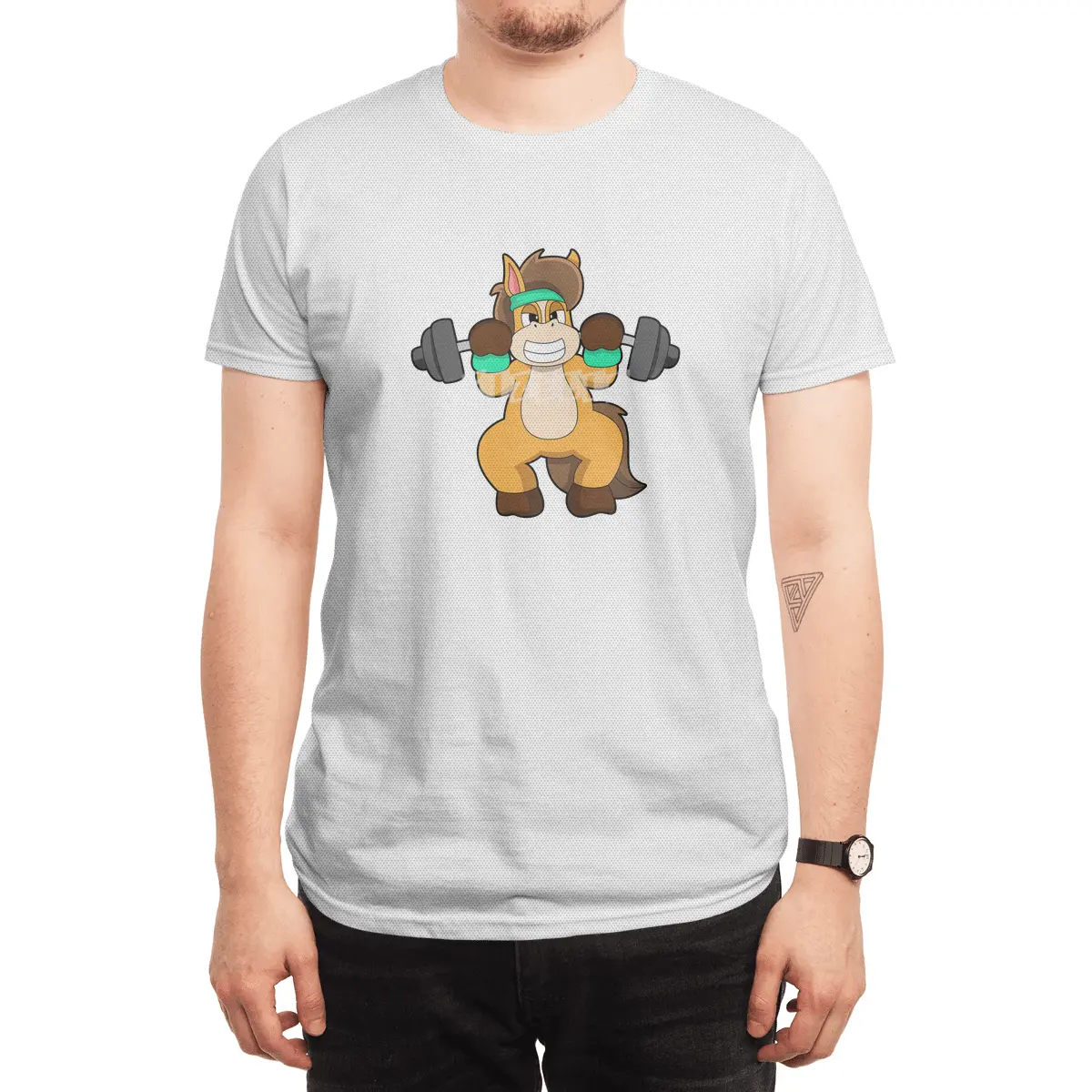 Horse as Bodybuilder with Barbell Spor T-Shirt