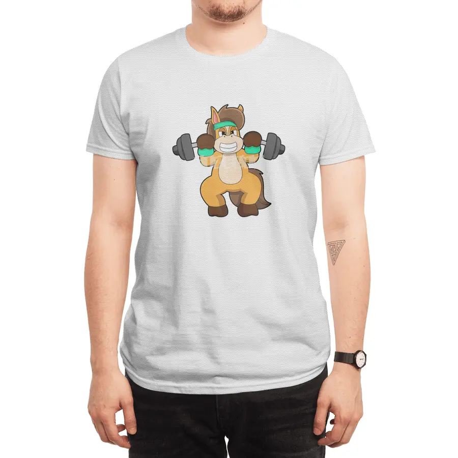Horse as Bodybuilder with Barbell Spor T-Shirt