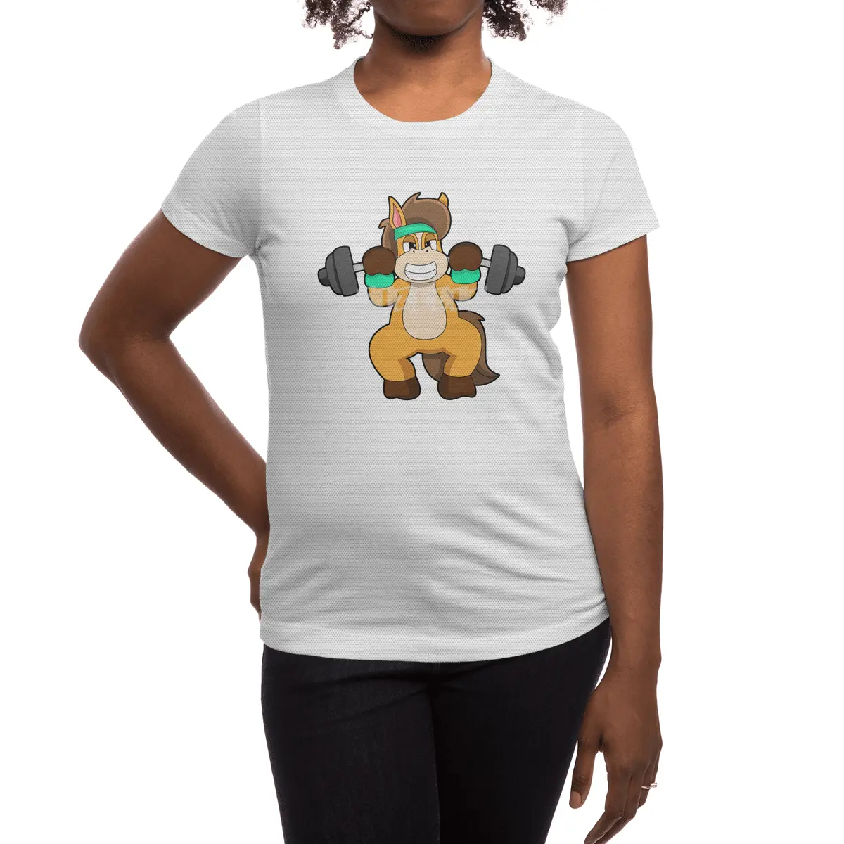 Horse as Bodybuilder with Barbell Spor T-Shirt