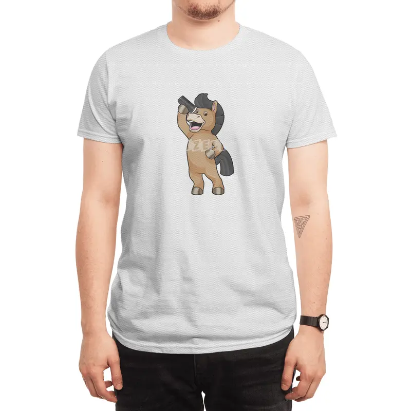 Horse as Hairdresser with Comb Spor T-Shirt