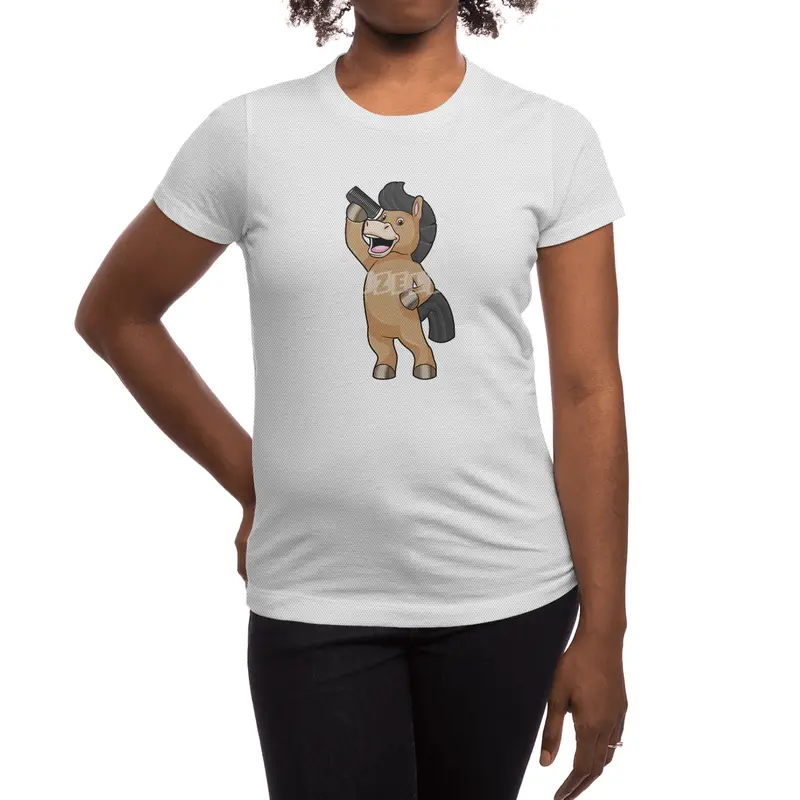 Horse as Hairdresser with Comb Spor T-Shirt