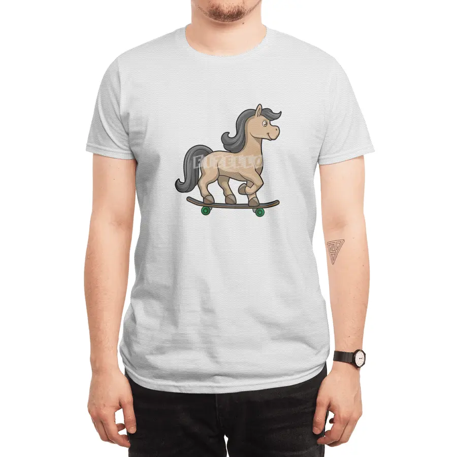 Horse as Skater with Skateboard Spor T-Shirt