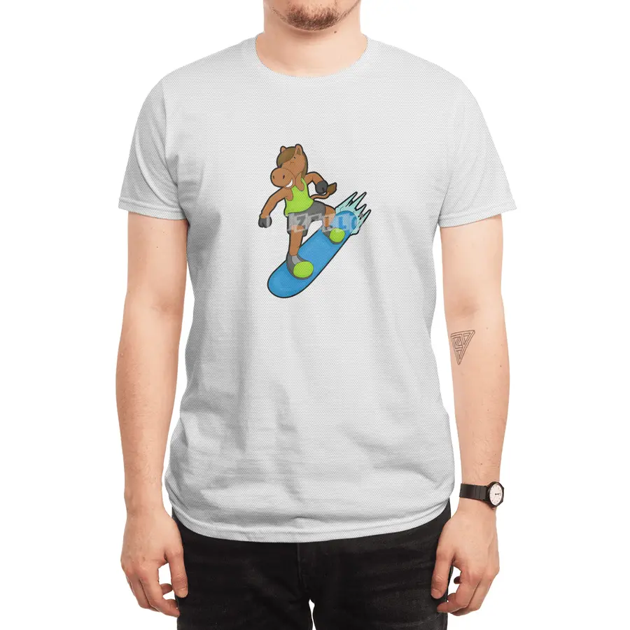Horse as Snowboarder with Snowboard Spor T-Shirt