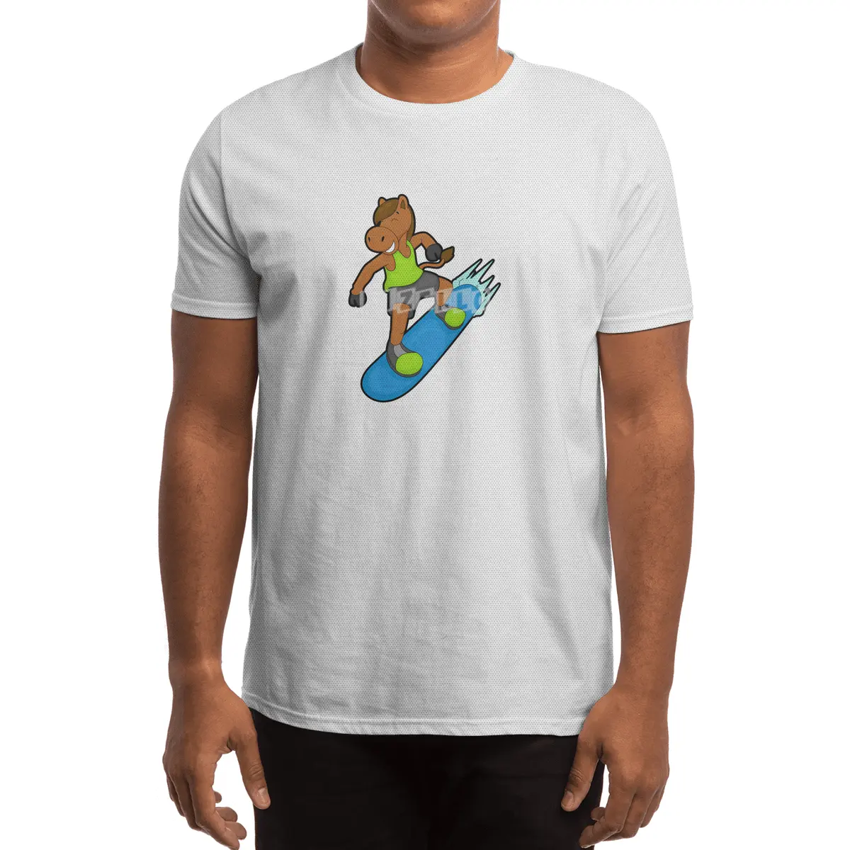 Horse as Snowboarder with Snowboard Spor T-Shirt