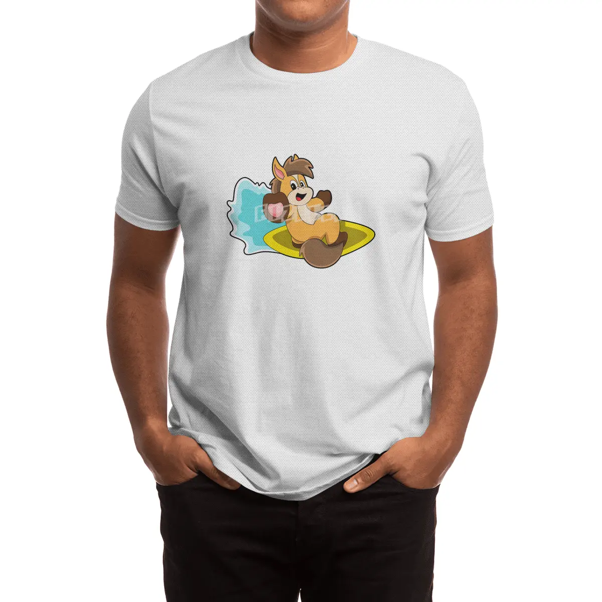 Horse as Surfer with Surfboard Spor T-Shirt