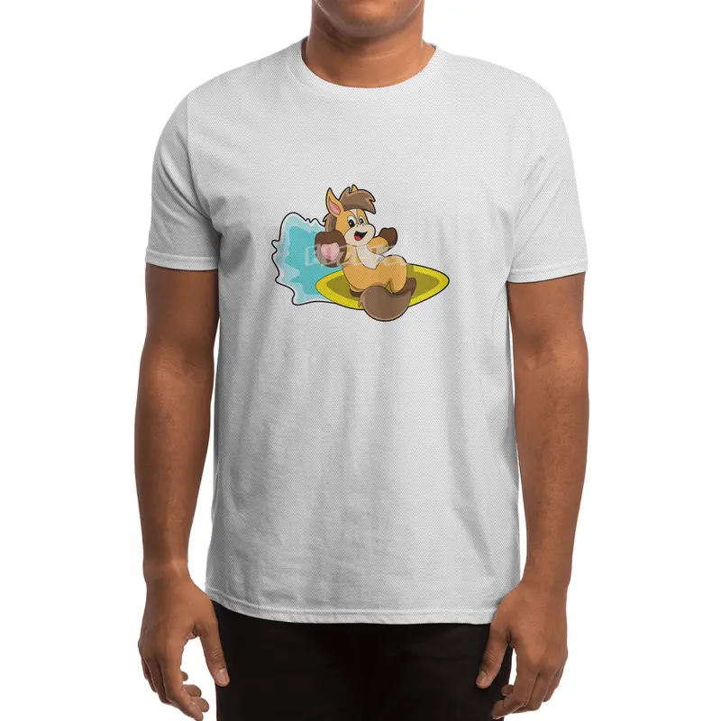 Horse as Surfer with Surfboard Spor T-Shirt