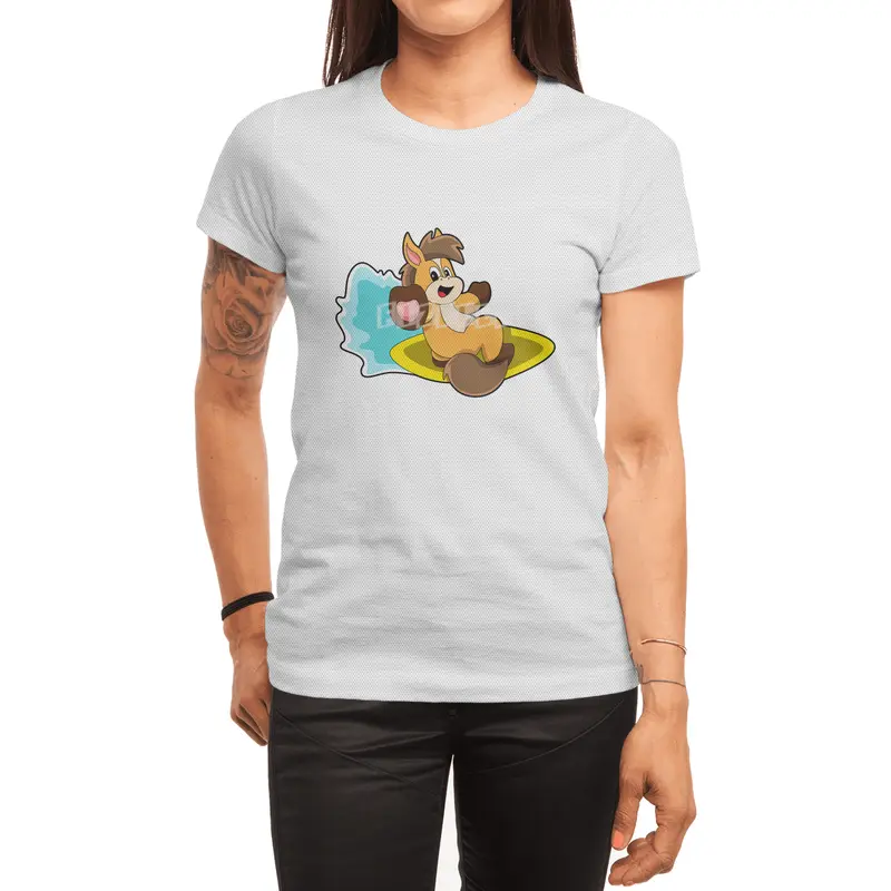Horse as Surfer with Surfboard Spor T-Shirt